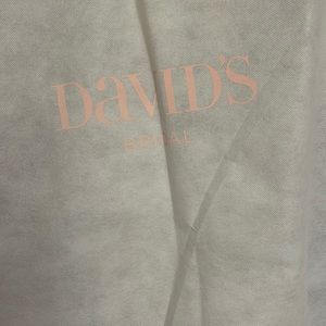 David & bridal wedding dress white beaded slim fitted Kris cross back.